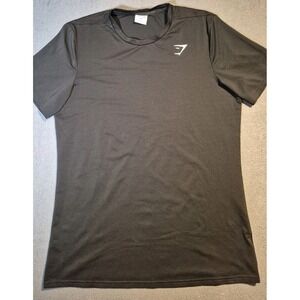 Gymshark T-Shirt Men's Medium‎ Black Performance Training Tee 100% Polyester